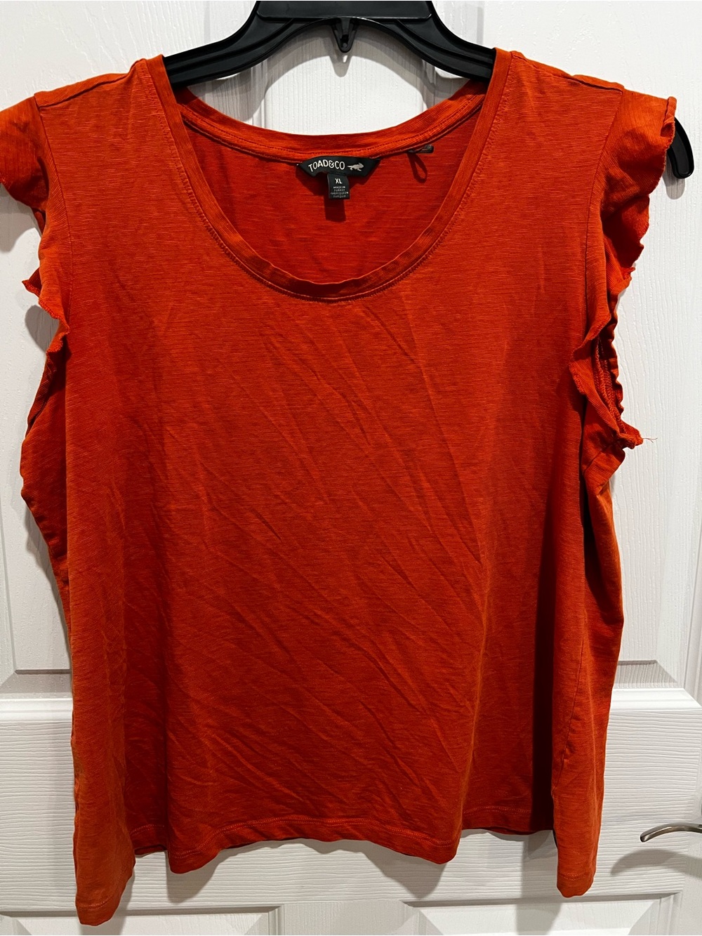 Toad&Co Orange Ruffle Sleeve Tank Top